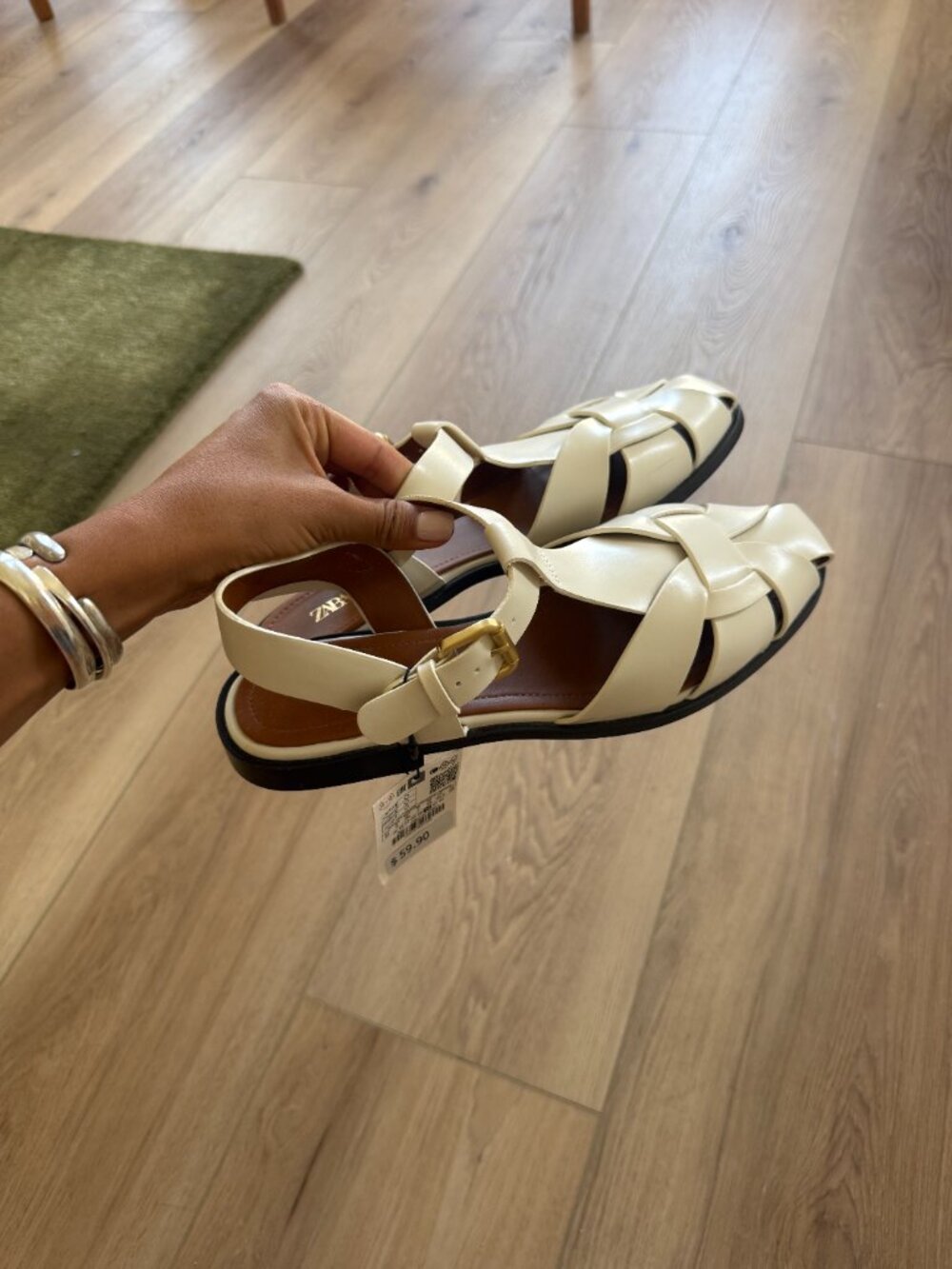 ZARA Size US 9 Flat Fisherman Sandals NWT White - Picture 7 of 7